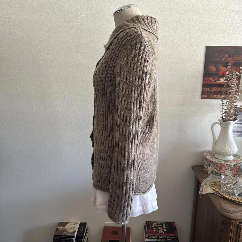 Brown Cable Knit Button Cardigan - image 4